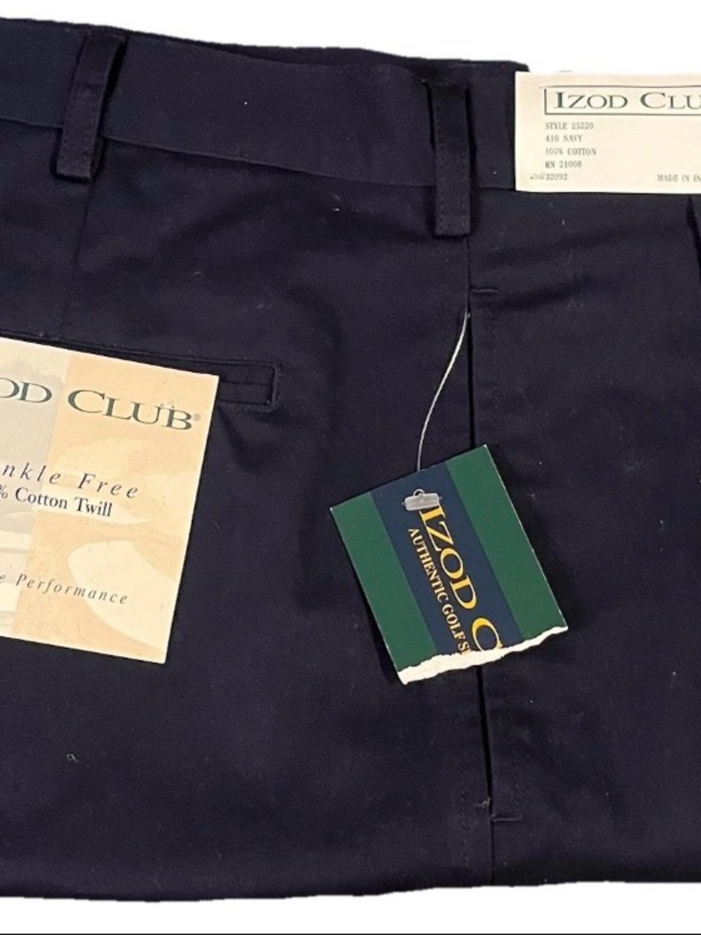 IZOD Club Men’s Navy Shorts NWT Wrinkle Free Cotton Twill Shorts SZ 34